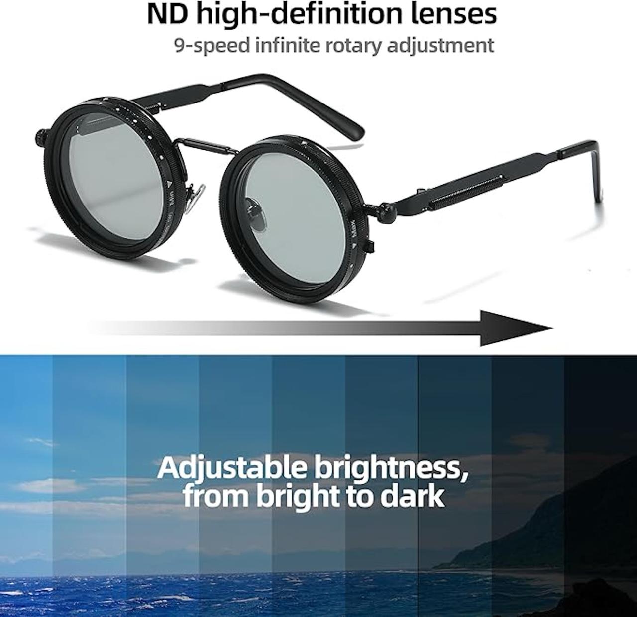 9-Gear Adjustable Polarized Sunglasses - Retro Round Dimming Glasses with UV400 Protection ✅Trusted Seller