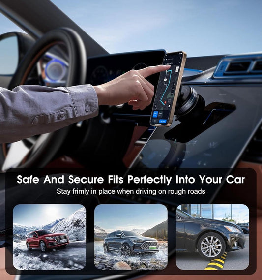 360° Adjustable Vacuum Magnetic Phone Holder Stand – Foldable Suction Car Mount for Dashboard, Windshield & Wall | Retractable Magnetic Bracket for iPhone, Samsung, Android Smartphones ✅Trusted Seller